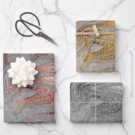 Hoja De Papel De Regalo Elegante mármol dorado de oro rosa