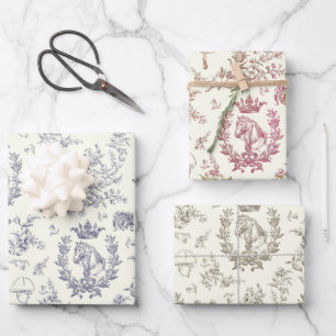 Hoja De Papel De Regalo Elegante Moda Clásica Toile Ecuestre