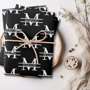Hoja De Papel De Regalo Elegante Monograma Personalizado Personalizado Env