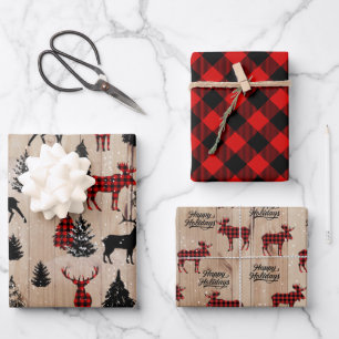 Hoja De Papel De Regalo Elegante moose moderno de lumberjack