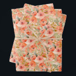 Hoja De Papel De Regalo Elegante Naranja acuarela floral<br><div class="desc">Un collage de elegantes flores acuarelas naranjas y elegantes hojas acentúan estas sábanas de papel envuelto. COINCIDIENDO con los artículos de nuestra tienda.</div>