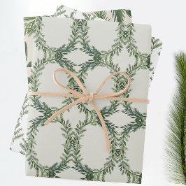 Hoja De Papel De Regalo Elegante Navidad clásico de guirnaldas de pino