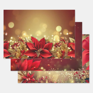 Hoja De Papel De Regalo Elegante Navidad rojo oro lujo original 