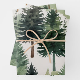 Hoja De Papel De Regalo Elegante Navidades acuáticos de pino
