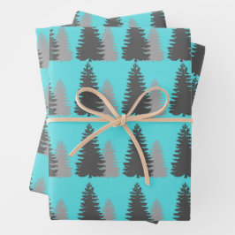 Hoja De Papel De Regalo Elegante Navidades acuáticos de pino