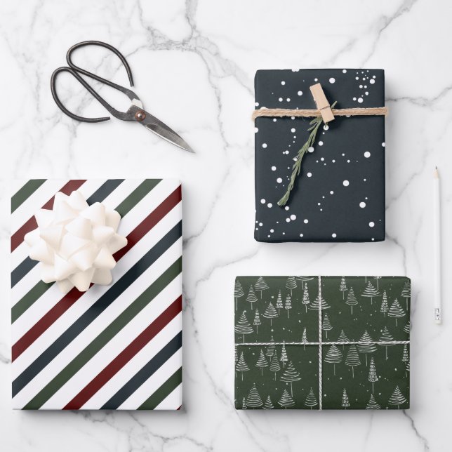 Hoja De Papel De Regalo Elegante Navidades Blue Red Green (Anverso)