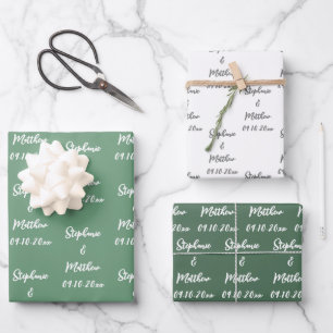 Hoja De Papel De Regalo Elegante Novia Moderna Groom nombra Bodas