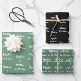 Hoja De Papel De Regalo Elegante Novia Moderna Groom nombra Bodas