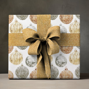 Hoja De Papel De Regalo Elegante Ornamentos Metálicos Vintage de Navidad