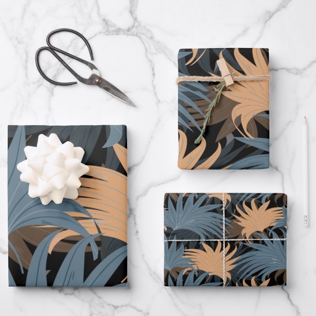 Hoja De Papel De Regalo Elegante Palm Gris Beige Sale Foliage Exótico (Anverso)