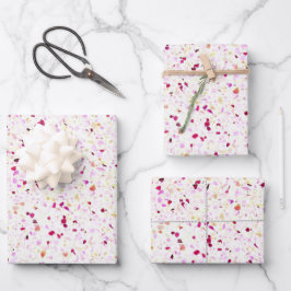 Hoja De Papel De Regalo Elegante patrón blanco rojo púrpura retro Terrazzo