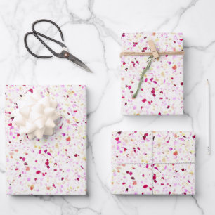 Hoja De Papel De Regalo Elegante patrón blanco rojo púrpura retro Terrazzo