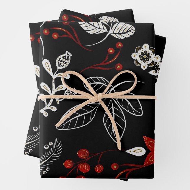 Hoja De Papel De Regalo Elegante patrón botánico (In situ)