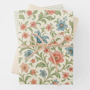 Hoja De Papel De Regalo Elegante patrón de arte floral shabby chic inglés