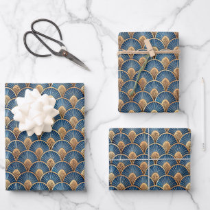 Hoja De Papel De Regalo Elegante patrón de baldosas Art Deco para fiesta
