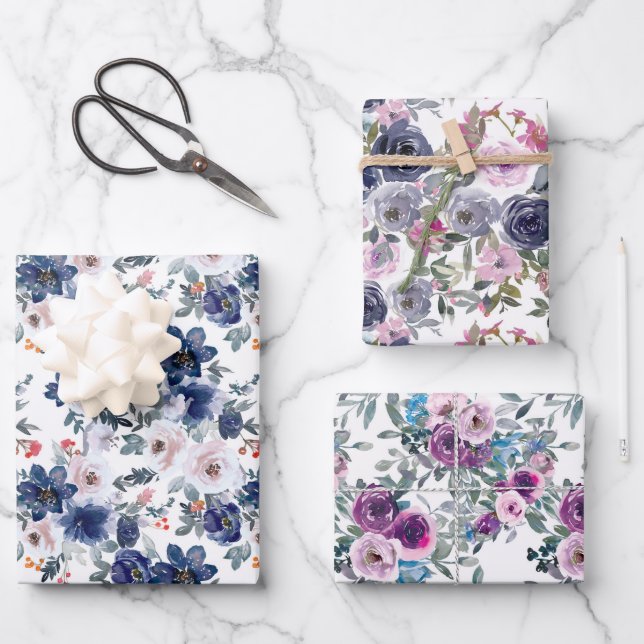 Hoja De Papel De Regalo elegante patrón de baldosas florales  (Anverso)