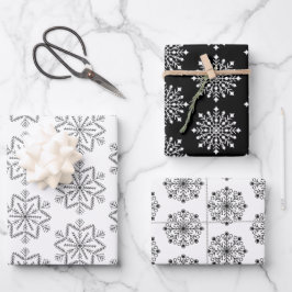Hoja De Papel De Regalo Elegante patrón de copos de nieve para Navidades b