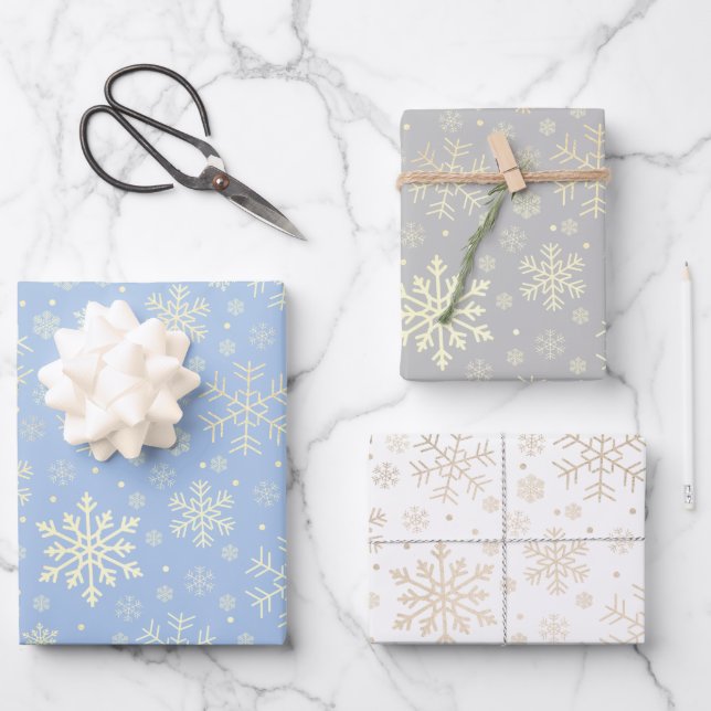 Hoja De Papel De Regalo Elegante patrón de copos de nieve para Navidades d (Anverso)