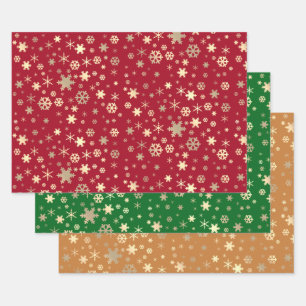 Hoja De Papel De Regalo Elegante patrón de copos de nieve para Navidades d