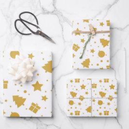 Hoja De Papel De Regalo Elegante patrón de estrellas de vacaciones de árbo