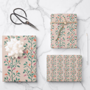 Hoja De Papel De Regalo Elegante patrón de franja de hoja botánica sobre r