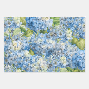Hoja De Papel De Regalo Elegante patrón de hidrangea azul floral