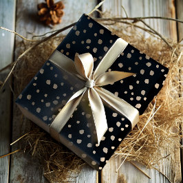 Hoja De Papel De Regalo Elegante patrón de manchas doradas y negras falsas