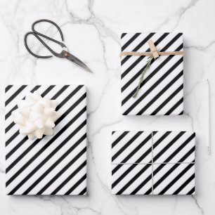 Hoja De Papel De Regalo Elegante patrón de rayas en blanco y negro
