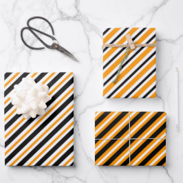 Hoja De Papel De Regalo Elegante patrón de rayas negras y naranjas