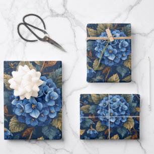 Hoja De Papel De Regalo Elegante patrón floral de hortensias desvaídas dec