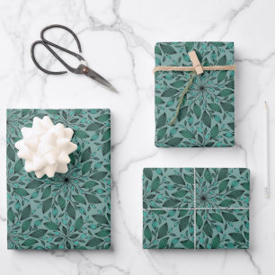 Hoja De Papel De Regalo Elegante patrón floral en azul turquesa con mandal