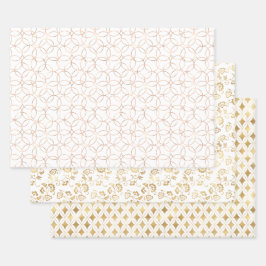 Hoja De Papel De Regalo Elegante Patrón Geométrico Dorado