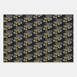 Hoja De Papel De Regalo Elegante patrón Hanukkah Holiday Pattern Gold