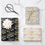 Hoja De Papel De Regalo Elegante patrón Hanukkah Holiday Pattern Gold<br><div class="desc">Arte digital</div>