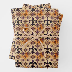 Hoja De Papel De Regalo Elegante patrón negro y naranja