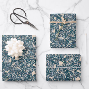 Hoja De Papel De Regalo Elegante patrón sin fisuras de remolino botánico e