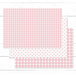 Hoja De Papel De Regalo Elegante Peach Pink Gingham Check Polka Dots
