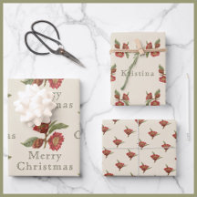 Elegante Personalizado Vintage Holiday Floral