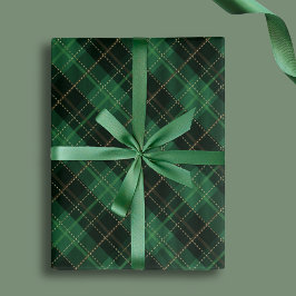 Hoja De Papel De Regalo Elegante Plaid Verde Navidad Festejo