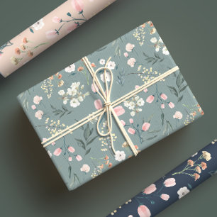 Hoja De Papel De Regalo Elegante prado de flores silvestres de color paste