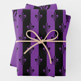 Hoja De Papel De Regalo Elegante Púrpura y Flor Negra de Lis (3 tamaños)
