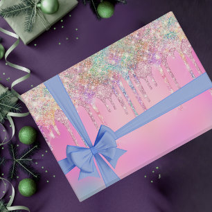 Hoja De Papel De Regalo Elegante purpurina burro rosado
