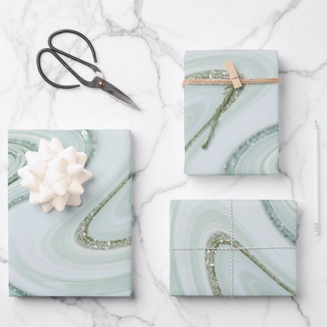 Hoja De Papel De Regalo Elegante Purpurina Sparkle Glam (Anverso)