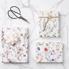Hoja De Papel De Regalo Elegante regalo de boda de flores silvestres