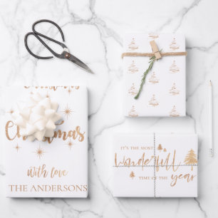 Hoja De Papel De Regalo Elegante regalo de citas navideñas de oro blanco