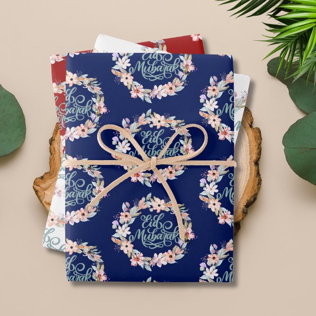 Hoja De Papel De Regalo Elegante regalo de Floral Eid Mubarak (Subido por el creador)