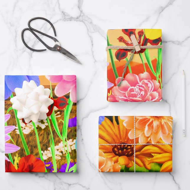 Hoja De Papel De Regalo Elegante regalo de jardín de flores silvestres (Anverso)