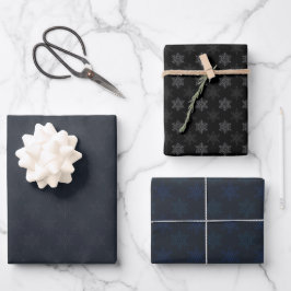 Hoja De Papel De Regalo Elegante regalo de Navidades de copos de nieve neg