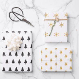 Hoja De Papel De Regalo Elegante regalo de patrón de árbol de navidad de o