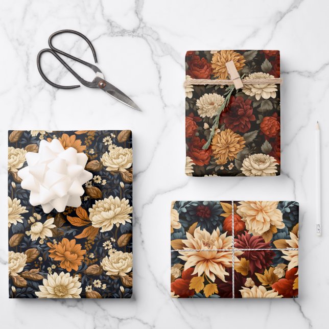 Hoja De Papel De Regalo Elegante regalo floral de otoño - florecimiento de (Anverso)